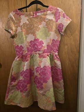 Cherry LA Pink and Green Floral Fit & Flare Mini Dress